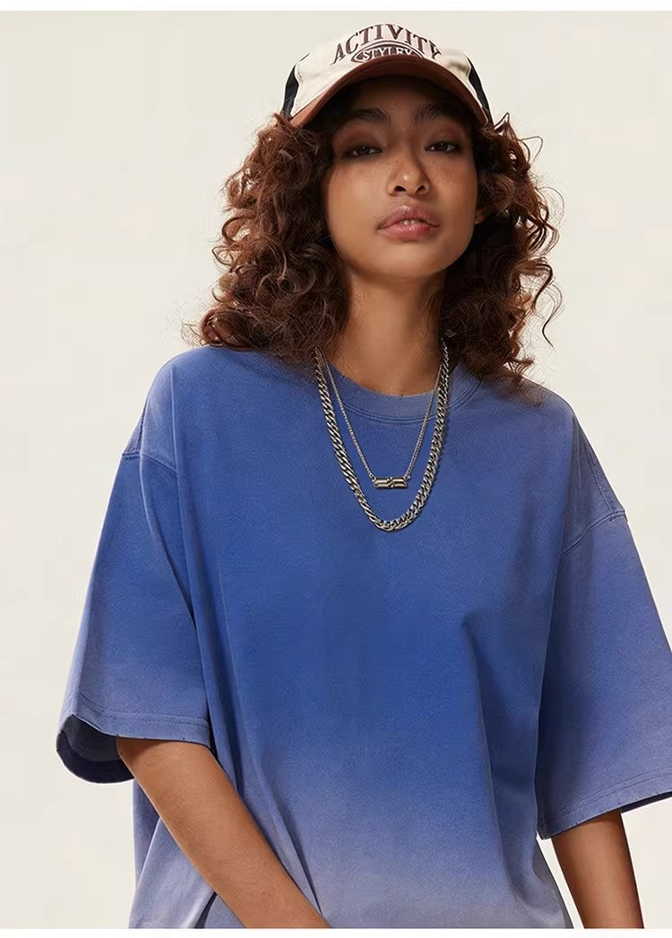 300g Washed Gradient Vintage Tee | Custom Print
