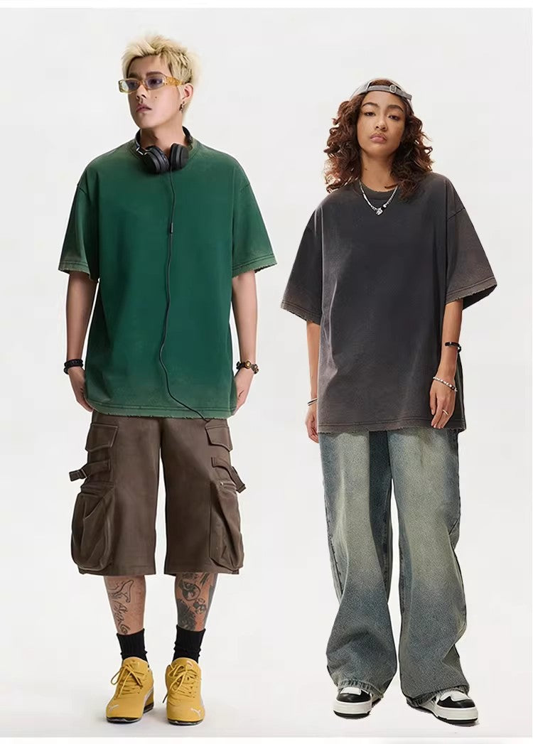 300g Washed Gradient Vintage Tee | Custom Print