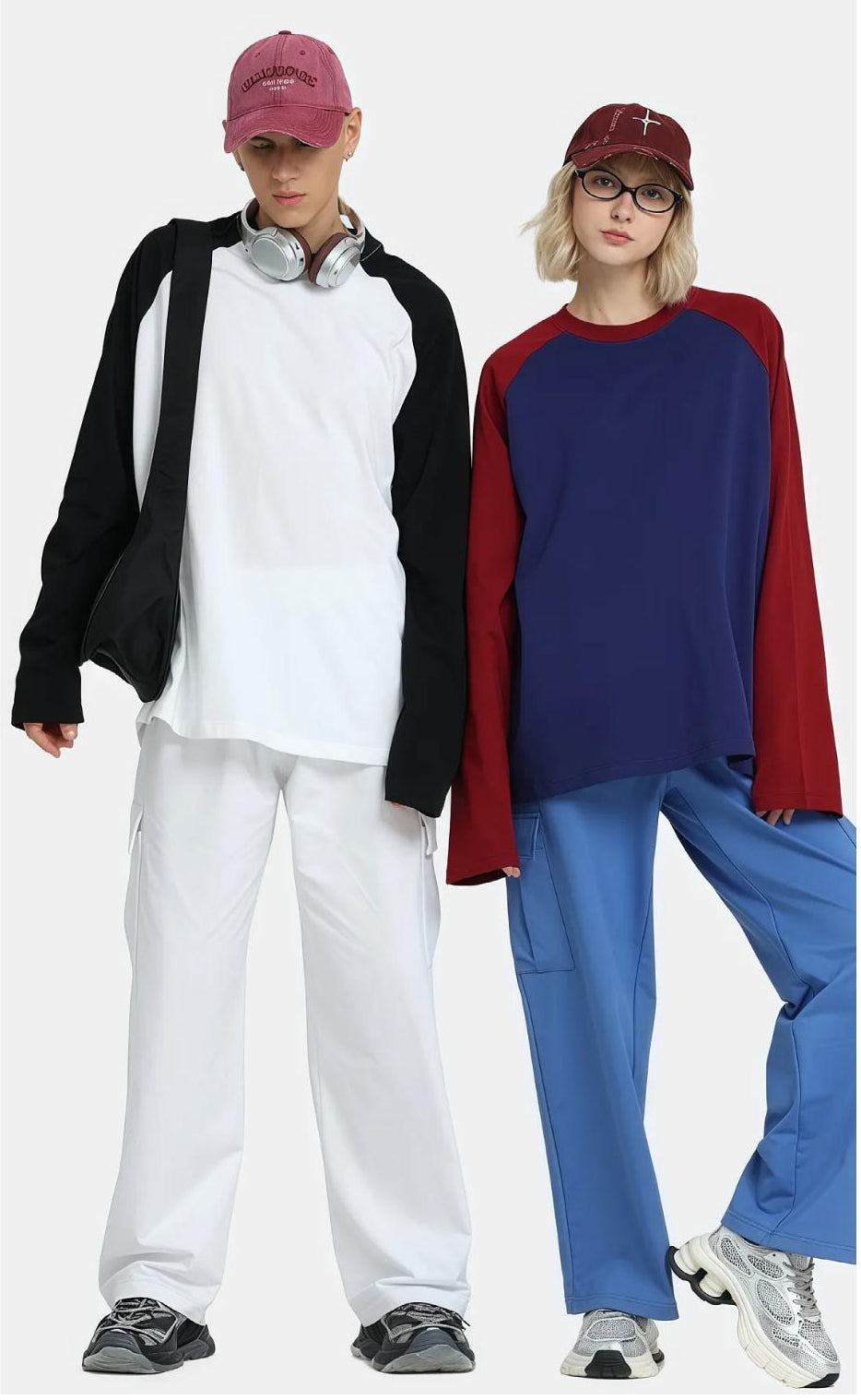 235g Color Block Raglan Long Sleeve Tee | Custom Print