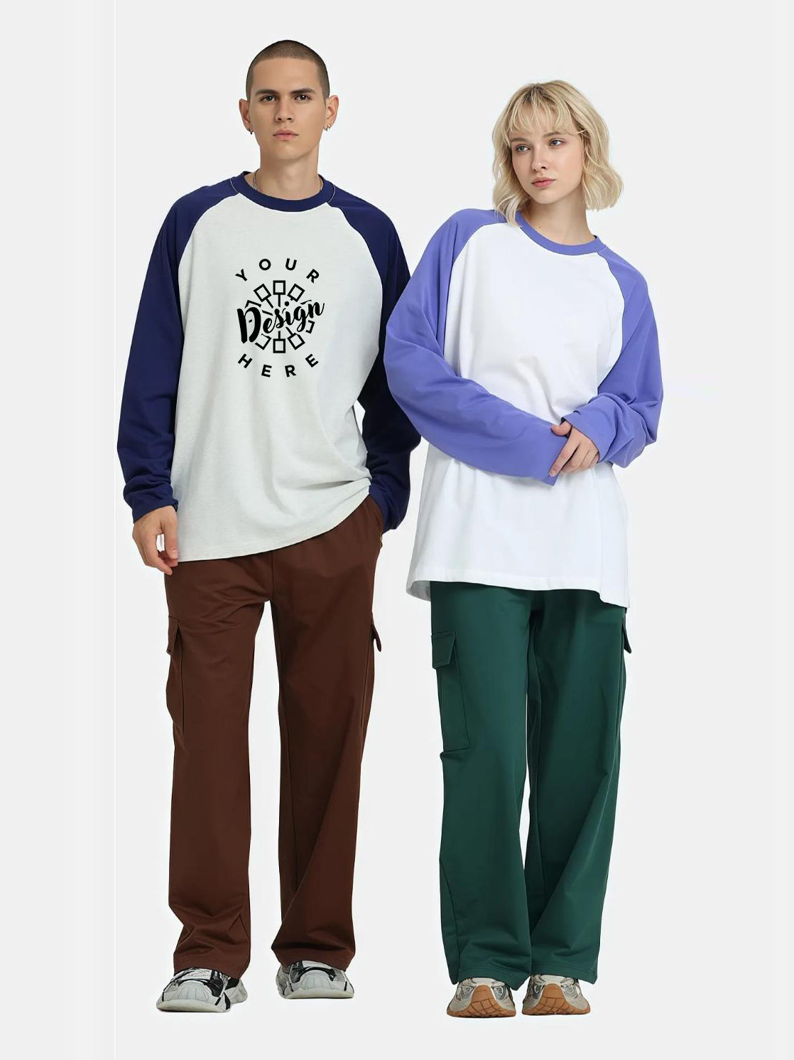 235g Color Block Raglan Long Sleeve Tee | Custom Print