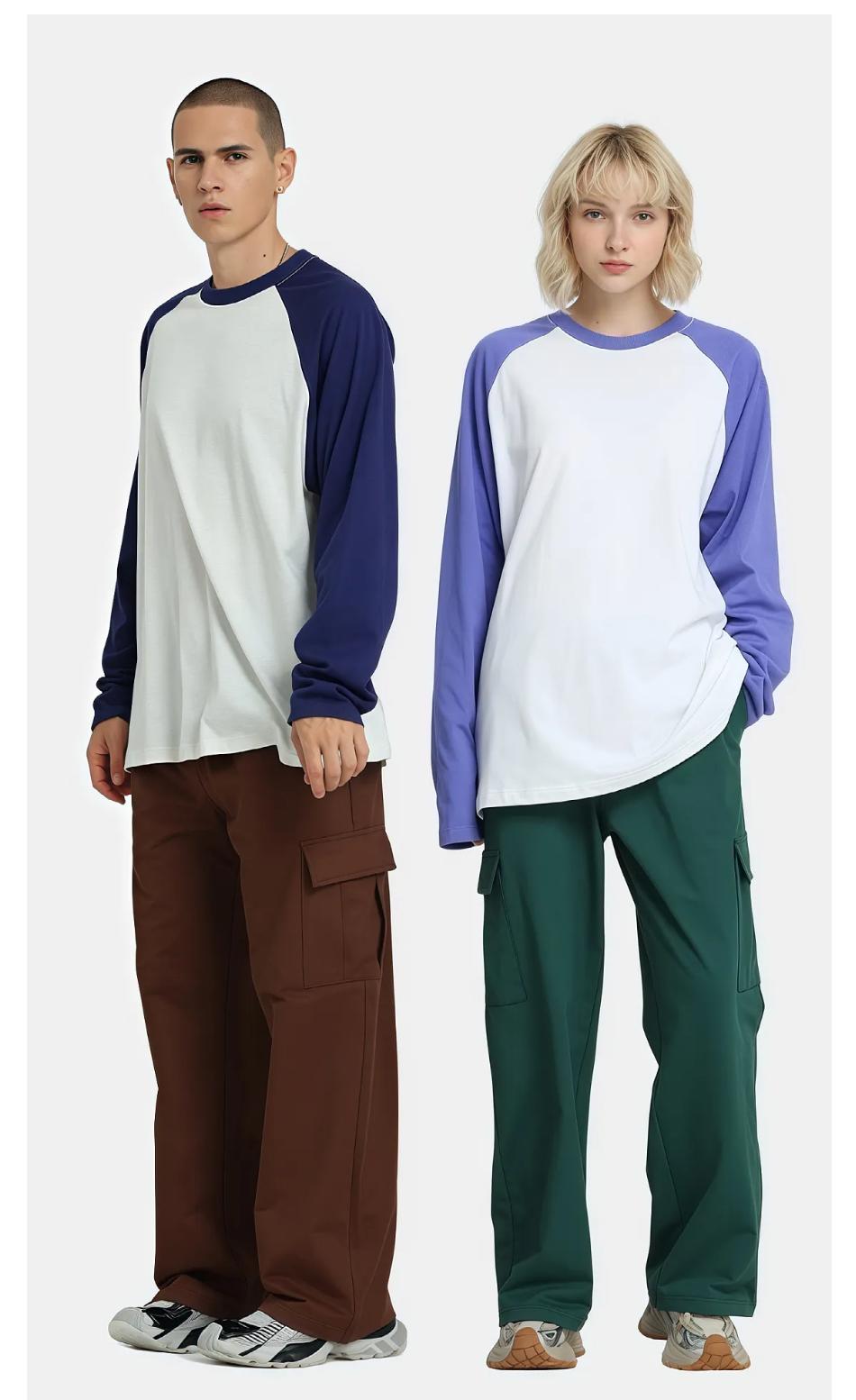 235g Color Block Raglan Long Sleeve Tee | Custom Print