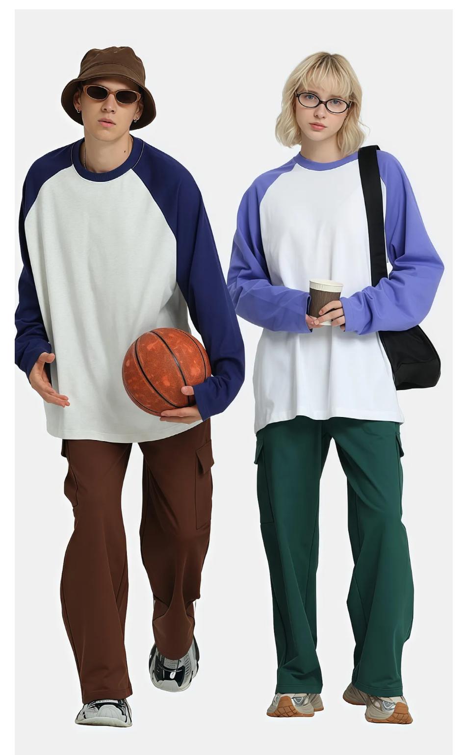 235g Color Block Raglan Long Sleeve Tee | Custom Print