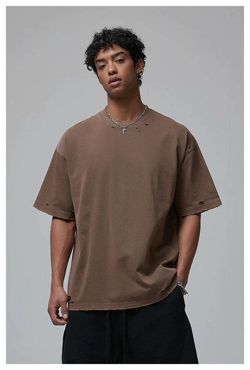 300g Distressed Destroyed Washed Tee | Custom Print