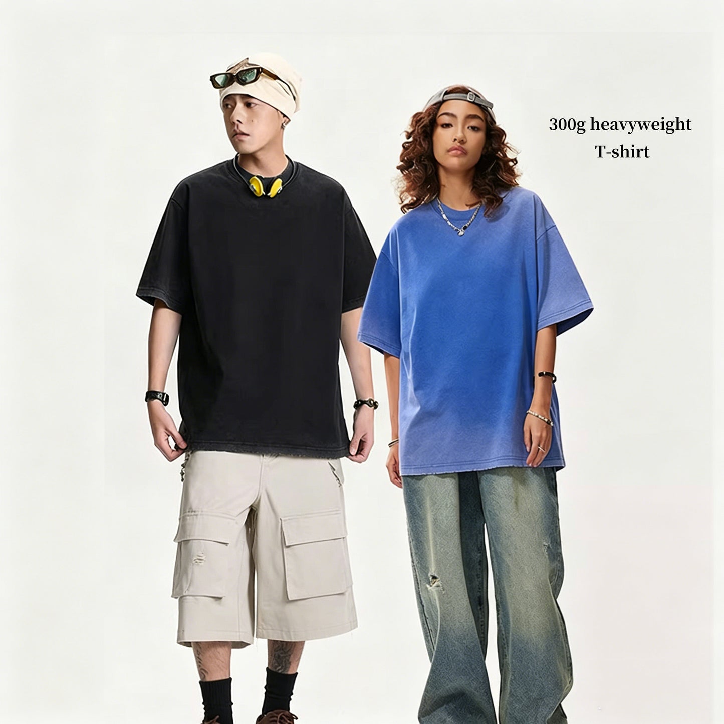 300g Washed Gradient Vintage Tee | Custom Print